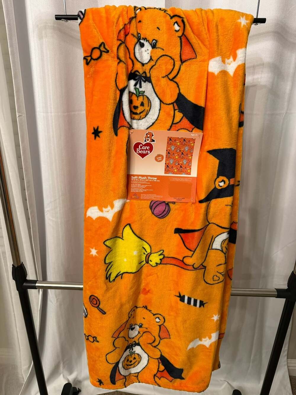 Care Bears Halloween Soft Plush Throw Blanket 50 in x 70 in Pumpkin Witch